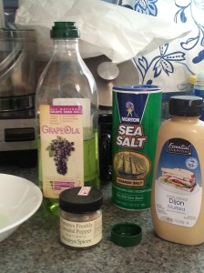 Grapeseed Oil, Dijon Mustard, sea salt, and black pepper